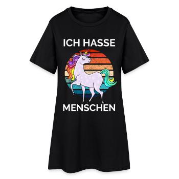 buntes Einhorn - Ich hasse Menschen - Frauen T-Shirt-Kleid - Schwarz - Vorne