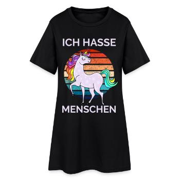 Ich hasse Menschen Einhorn Retro - Frauen T-Shirt-Kleid - Schwarz - Vorne