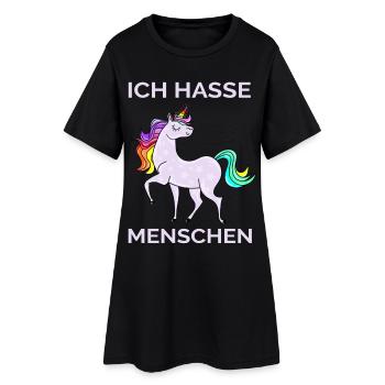 ICH HASSE MENSCHEN EINHORN - Frauen T-Shirt-Kleid - Schwarz - Vorne