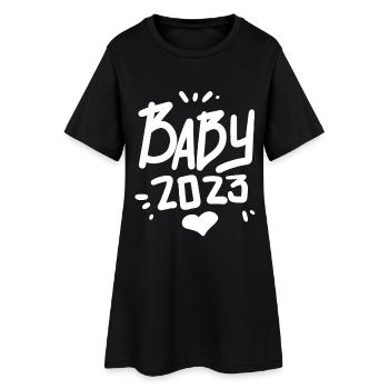 Grossesse Bébé enceinte 2023 - Robe T-shirt Femme - noir - Devant