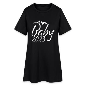 Schwangerschaft Schwanger Baby 2023 - Frauen T-Shirt-Kleid - Schwarz - Vorne