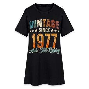 1977 Année de naissance Anniversaire Année de construction Millésime - Robe T-shirt Femme - noir - Devant