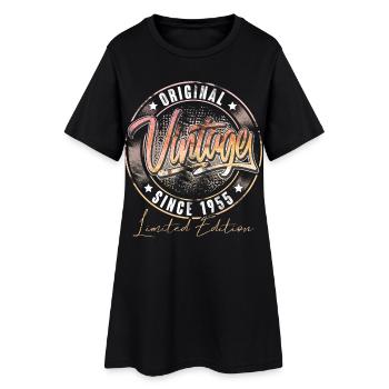 1955 Année de naissance Anniversaire Vintage - Robe T-shirt Femme - noir - Devant