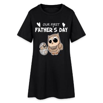 Cadeau de fête des pères - Notre première fête des pères - Robe T-shirt Femme - noir - Devant
