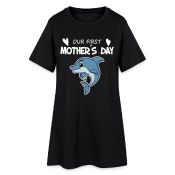 Cadeau de fête des mères - Notre première fête des mères - Robe T-shirt Femme - noir - Devant