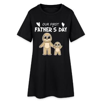 Cadeau de fête des pères - Notre première fête des pères - Robe T-shirt Femme - noir - Devant