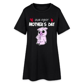 Cadeau de fête des mères - Notre première fête des mères - Robe T-shirt Femme - noir - Devant
