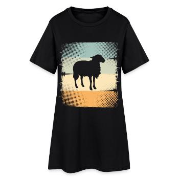 Schaf - Frauen T-Shirt-Kleid - Schwarz - Vorne