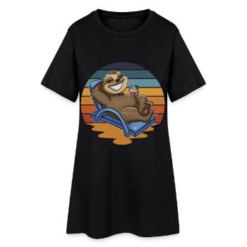 Vacances sloth Holidaymaker - Robe T-shirt Femme - noir - Devant