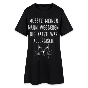 Die Katze war allergisch Lustiger Spruch Katzen - Frauen T-Shirt-Kleid - Schwarz - Vorne