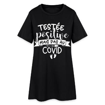 Testée Positive Mais Pas Au Covid Annonce Grossess - Robe T-shirt Femme - noir - Devant