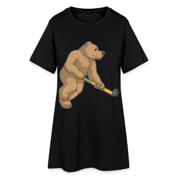 Bear Field Hockey Field Hockey Stick - Women’s T-Shirt Dress - black - Front