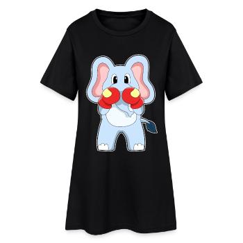 Elefant Boxer Boxhandschuhe Boxen - Frauen T-Shirt-Kleid - Schwarz - Vorne