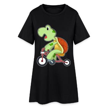 Turtle Bicycle - Women’s T-Shirt Dress - black - Front