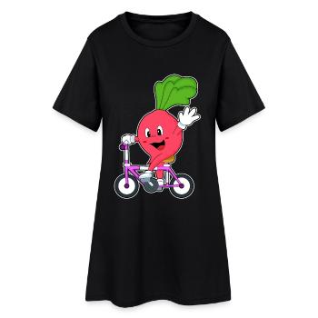 Radieschen Fahrrad - Frauen T-Shirt-Kleid - Schwarz - Vorne
