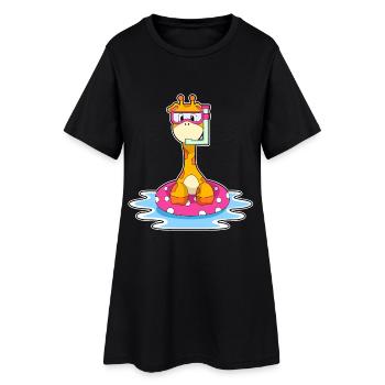 Giraffe Swimming Swim Ring Summer - Women’s T-Shirt Dress - black - Front