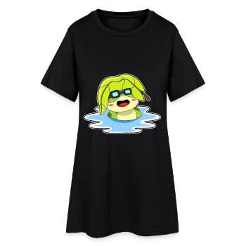 Frosch Sonnenbaden - Frauen T-Shirt-Kleid - Schwarz - Vorne