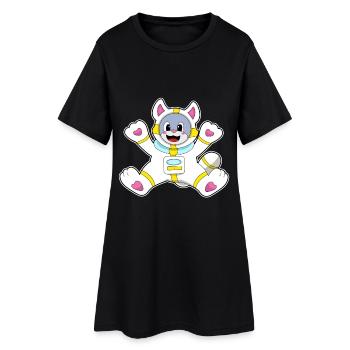 Cat Astronaut Space - Robe T-shirt Femme - noir - Devant