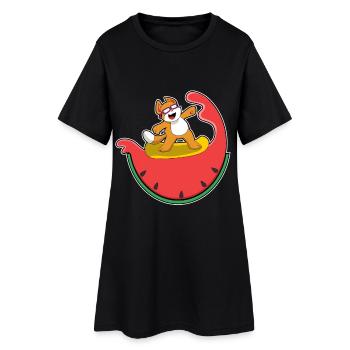 Été de surf sur planche de surf pour chats - Robe T-shirt Femme - noir - Devant