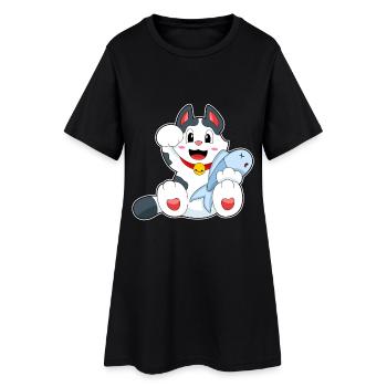 Poisson-chat - Robe T-shirt Femme - noir - Devant