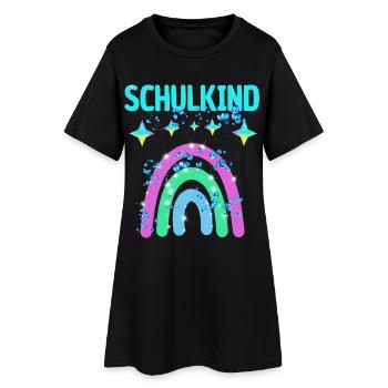 Schulkind Glitzer Regenbogen Einschulung - Frauen T-Shirt-Kleid - Schwarz - Vorne