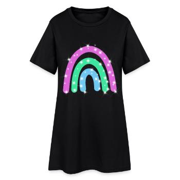 Polysexual Glitzer Regenbogen - Frauen T-Shirt-Kleid - Schwarz - Vorne