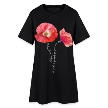 Mohnblumen im Sommer zum Muttertag - Frauen T-Shirt-Kleid - Schwarz - Vorne