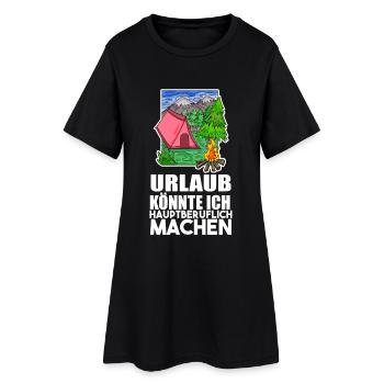 Urlaub Naturliebhaber Camping Zelt - Frauen T-Shirt-Kleid - Schwarz - Vorne