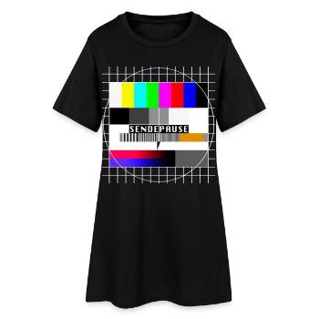 Testbild Sendepause 80er 90er Jahre Party Kostüm - Frauen T-Shirt-Kleid - Schwarz - Vorne