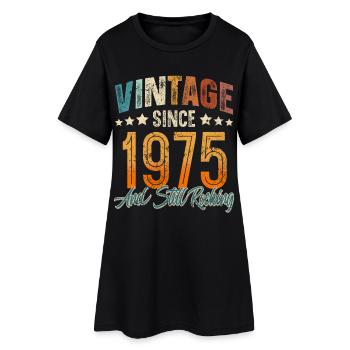 1975 Année de naissance Anniversaire Année de construction Millésime - Robe T-shirt Femme - noir - Devant