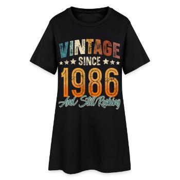 1986 Année de naissance Anniversaire Année de construction Millésime - Robe T-shirt Femme - noir - Devant