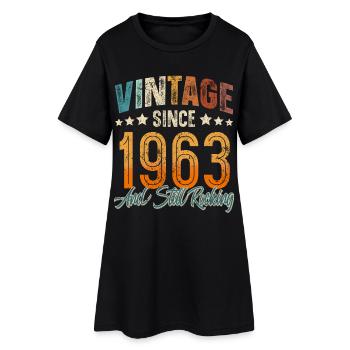 1963 Année de naissance Anniversaire Année de construction Millésime - Robe T-shirt Femme - noir - Devant