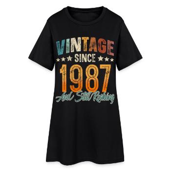 1987 Année de naissance Anniversaire Année de construction Millésime - Robe T-shirt Femme - noir - Devant
