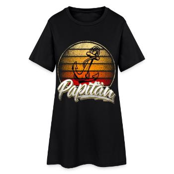 Papitän Papa Vater Kapitän Segeln Boot Schiff - Frauen T-Shirt-Kleid - Schwarz - Vorne
