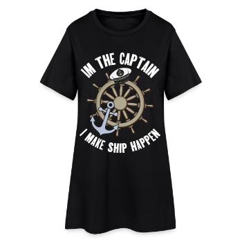 Kapitän Segeln Motorboot Boot Schiff Segler - Frauen T-Shirt-Kleid - Schwarz - Vorne