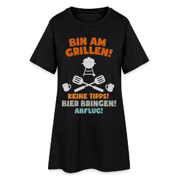 BIN AM GRILLEN BBQ Grillmeister - Frauen T-Shirt-Kleid - Schwarz - Vorne