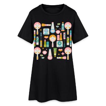 renouveau du maquillage disco - Robe T-shirt Femme - noir - Devant
