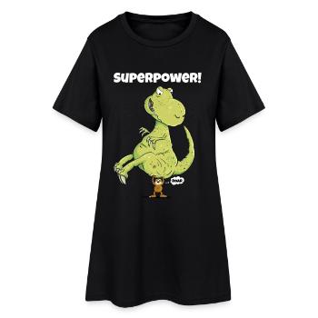 Superpower Faultier I Dinosaurier I Dino T-Rex - Frauen T-Shirt-Kleid - Schwarz - Vorne