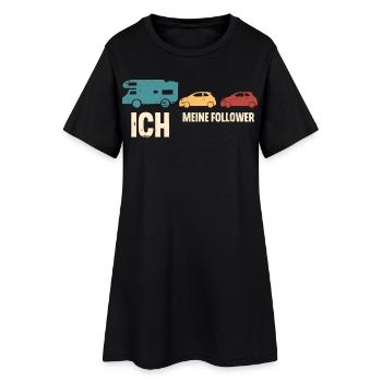 Camping Camper Wohnmobil - Frauen T-Shirt-Kleid - Schwarz - Vorne