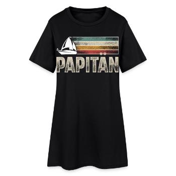 Papitän Papa Vater Kapitän Segeln Boot Schiff - Frauen T-Shirt-Kleid - Schwarz - Vorne