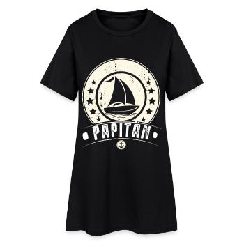 Papitän Kapitän Papa Vater Vatertag Segeln - Frauen T-Shirt-Kleid - Schwarz - Vorne
