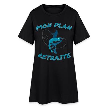 Pêcheur et Grand Brochet Illustration - Robe T-shirt Femme - noir - Devant