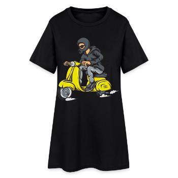 Maskierter Scooter-Pilot im Hoodie - Frauen T-Shirt-Kleid - Schwarz - Vorne