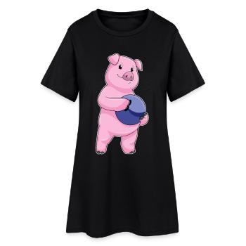 Boule de bowling cochon - Robe T-shirt Femme - noir - Devant