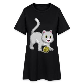 Boule de laine pour chat - Robe T-shirt Femme - noir - Devant