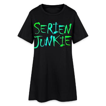 NERDY forever - Serienjunkie - Frauen T-Shirt-Kleid - Schwarz - Vorne