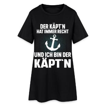 Kapitän Segeln Motorboot Boot Schiff Segler - Frauen T-Shirt-Kleid - Schwarz - Vorne