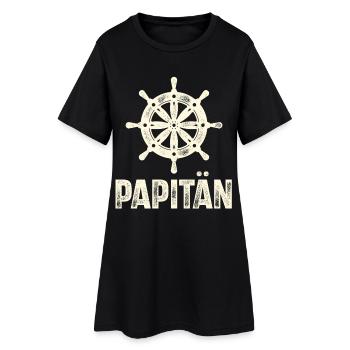 Papitän Kapitän Papa Vater Vatertag Segeln - Frauen T-Shirt-Kleid - Schwarz - Vorne
