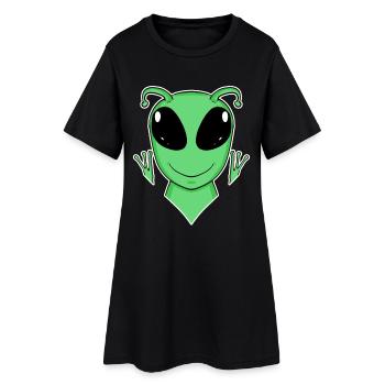 Alien Kopf - Frauen T-Shirt-Kleid - Schwarz - Vorne