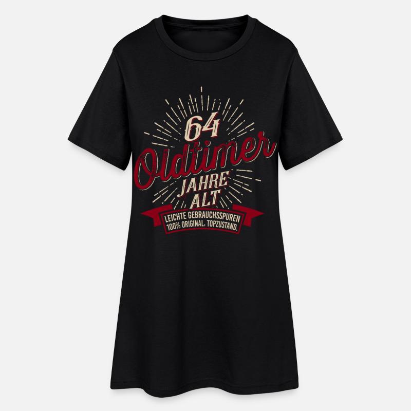 64. Geburtstag Oldtimer - Frauen T-Shirt-Kleid - Schwarz